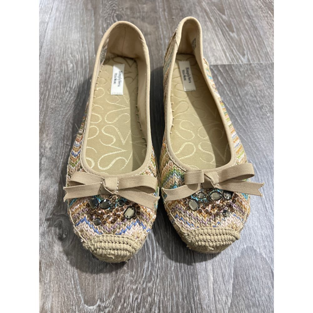 Simply Vera Wang Espadrille Flats with Sequin Detail and Bow Accent. S-181